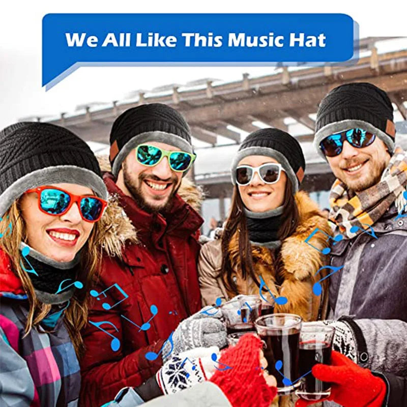 2in1 Winter Bluetooth 5.0 Beanie Cap Headset Headband Warm Music Hat with Soft Scarf Microphone for Handsfree Call Outdoor Sport Cap Gifts