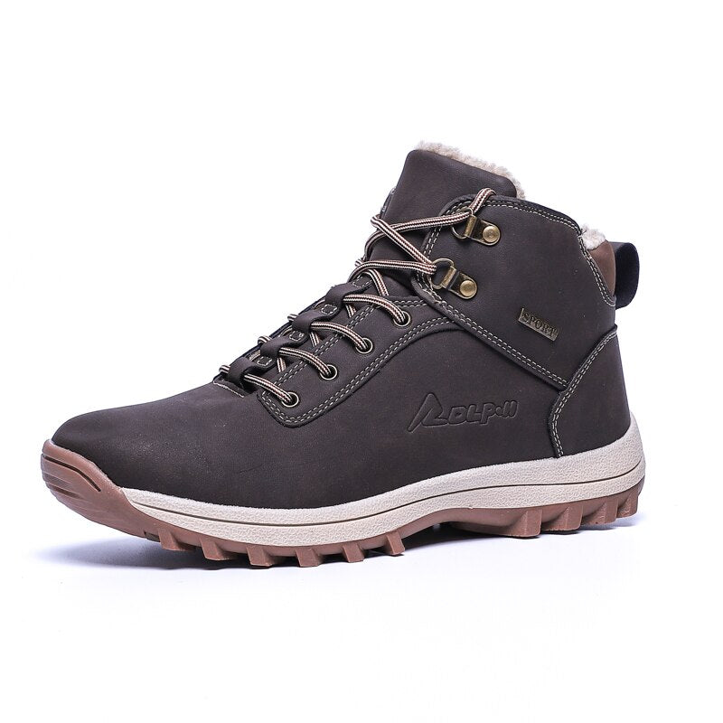 Unisex Waterproof Non-slip Hiking Boots with Fur - Lace-up Closure for Women and Men