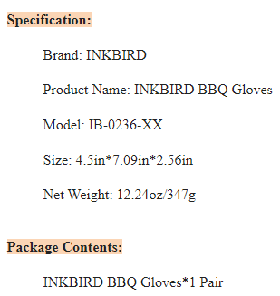 INKBIRD BBQ Extreme Heat Resistant Non-slip Grilling Gloves Unisex 1472°F Heat Protection Extra Arm Coverage Ideal for Barbecuing Grilling Baking Woodworking Welding