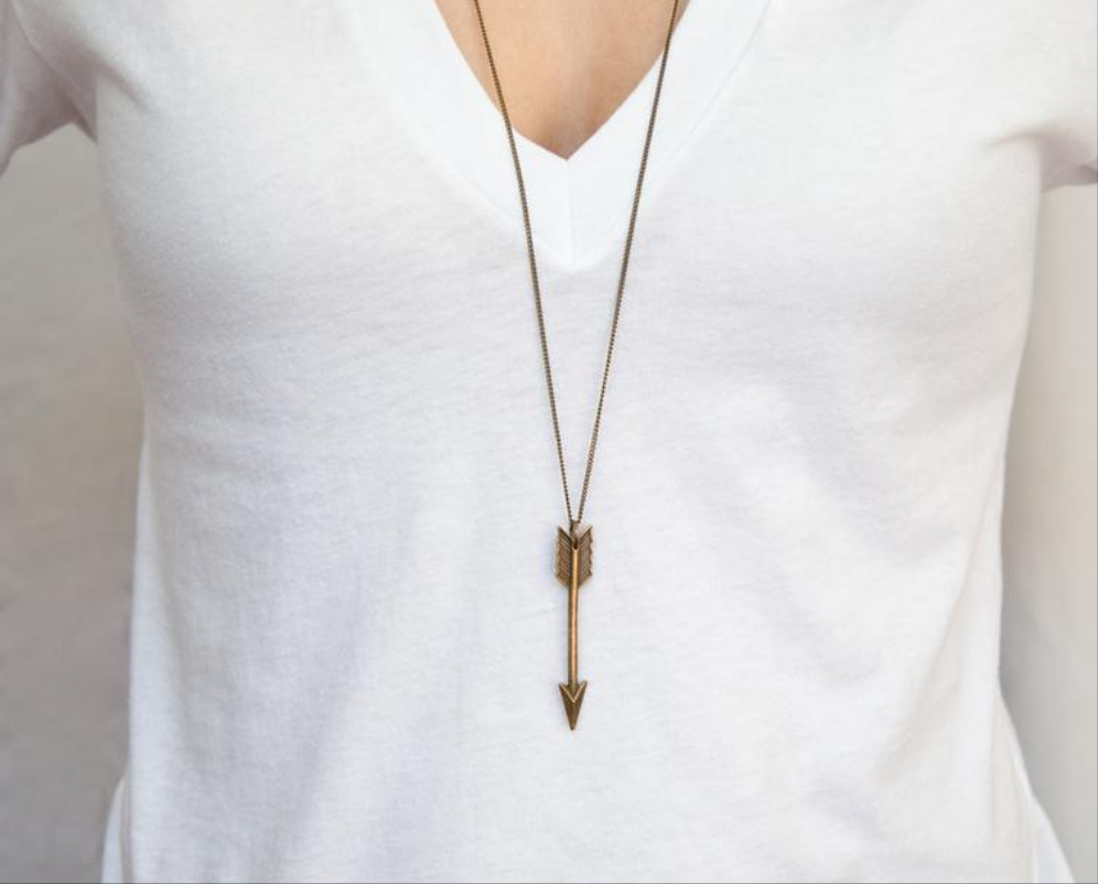 Classic Metal Arrow Necklace - Zinc Alloy Black Bronze Pendant