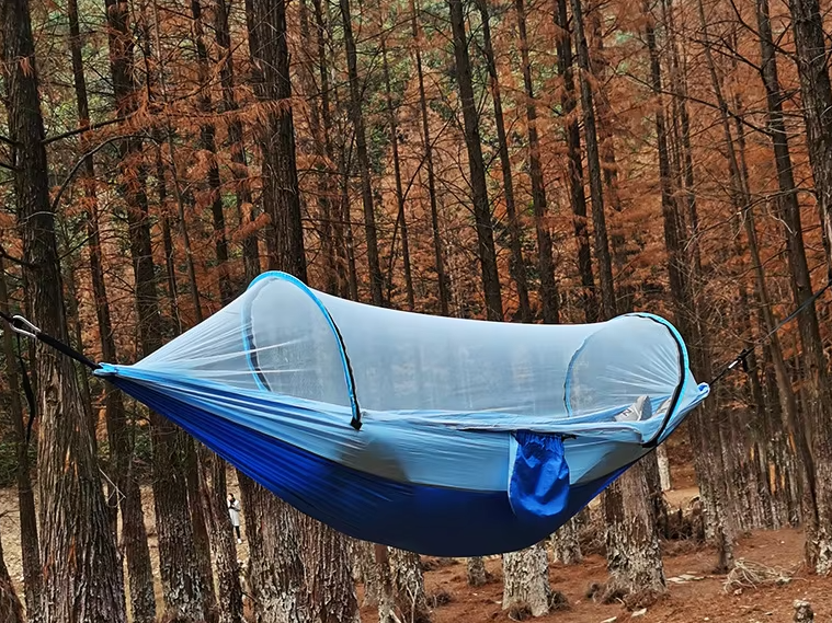 Camping Hammock with Mosquito Net - Automatic Quick-Open and Anti-Rollover Feature - 260x140cm