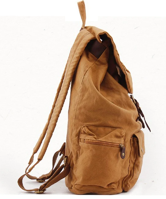 MUNUKI Vintage Lightweight Leather Canvas Backpack - Spacious 20-35 Liter Capacity