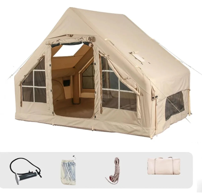 Quick Setup Inflatable Tent with Waterproof Fabric and UV Protection - Accommodates 4-6 People