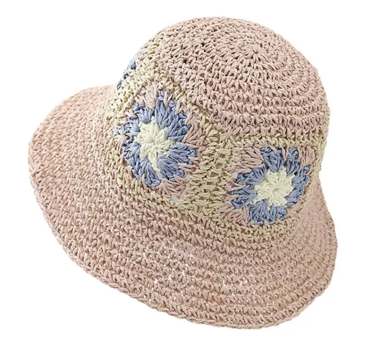 Women's Braided Flower Sun Hat - Stylish Sun Protection Fisherman Bucket Hat