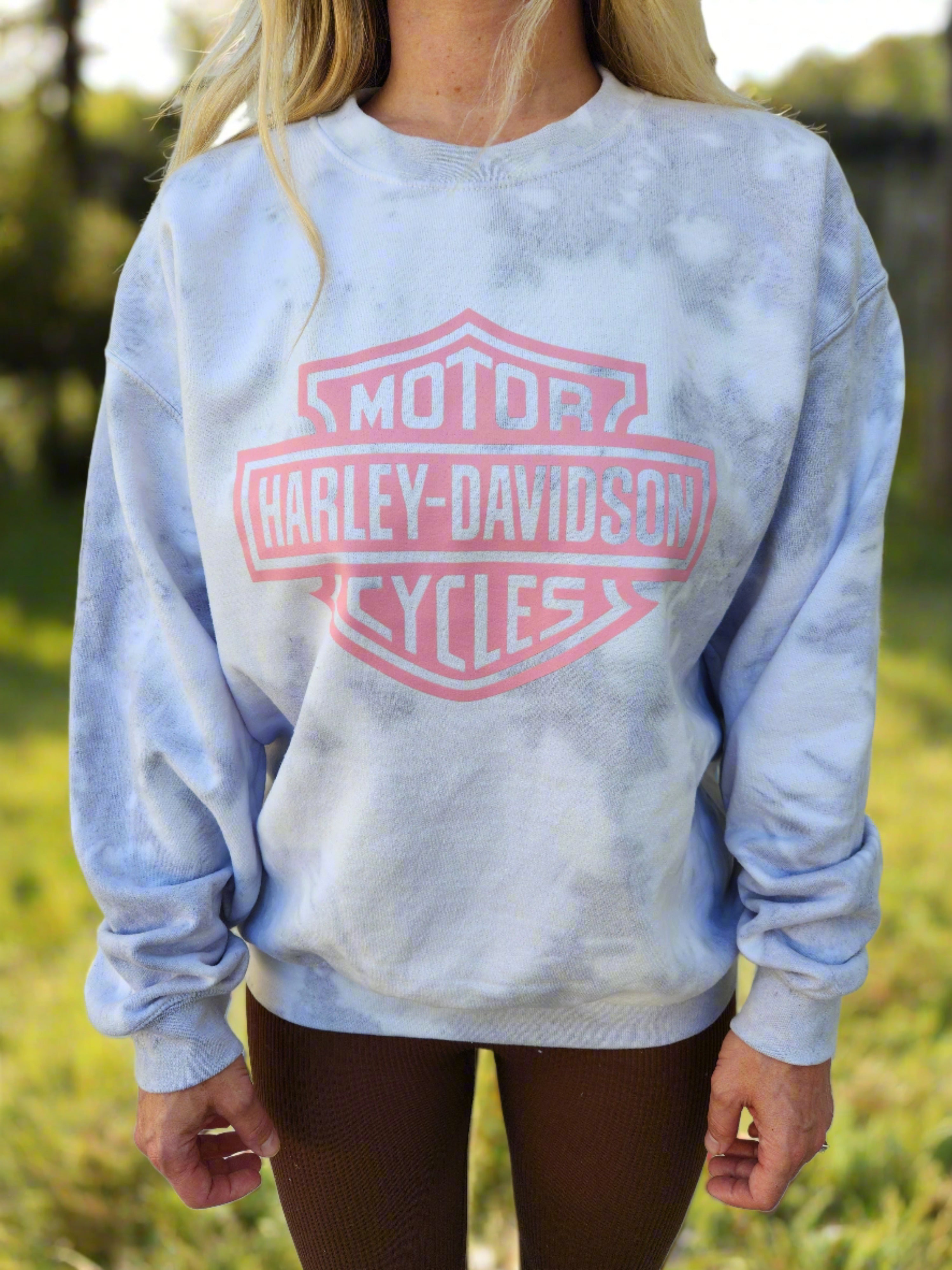 Harley Girl Tie-Dye Pullover Sweatshirt - American-Made Unisex Blend of Cotton and Polyester