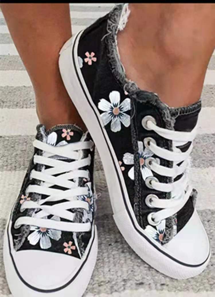 Vintage Lace-up Canvas Denim Shoes for Women - Comfortable and Stylish Footwear