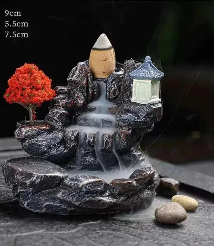 Backflow Incense Burner with Waterfall Design - Aromatherapy Home Decor & Incense Cones Set