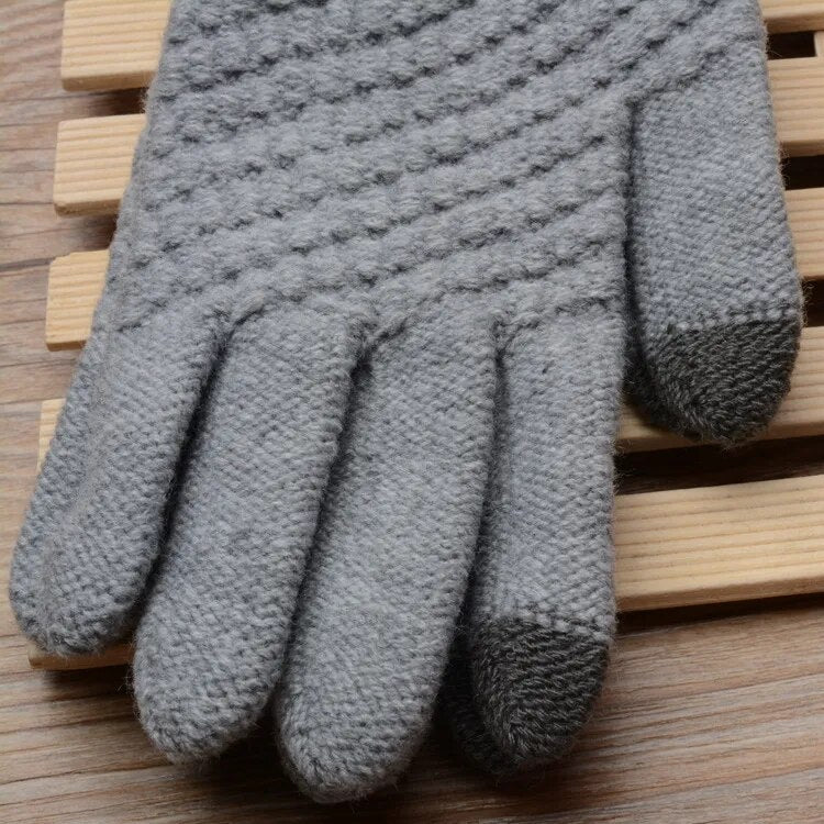 Unisex Full Finger Touch Screen Gloves - Warm Stretch Knit Mittens for Outdoor Activities