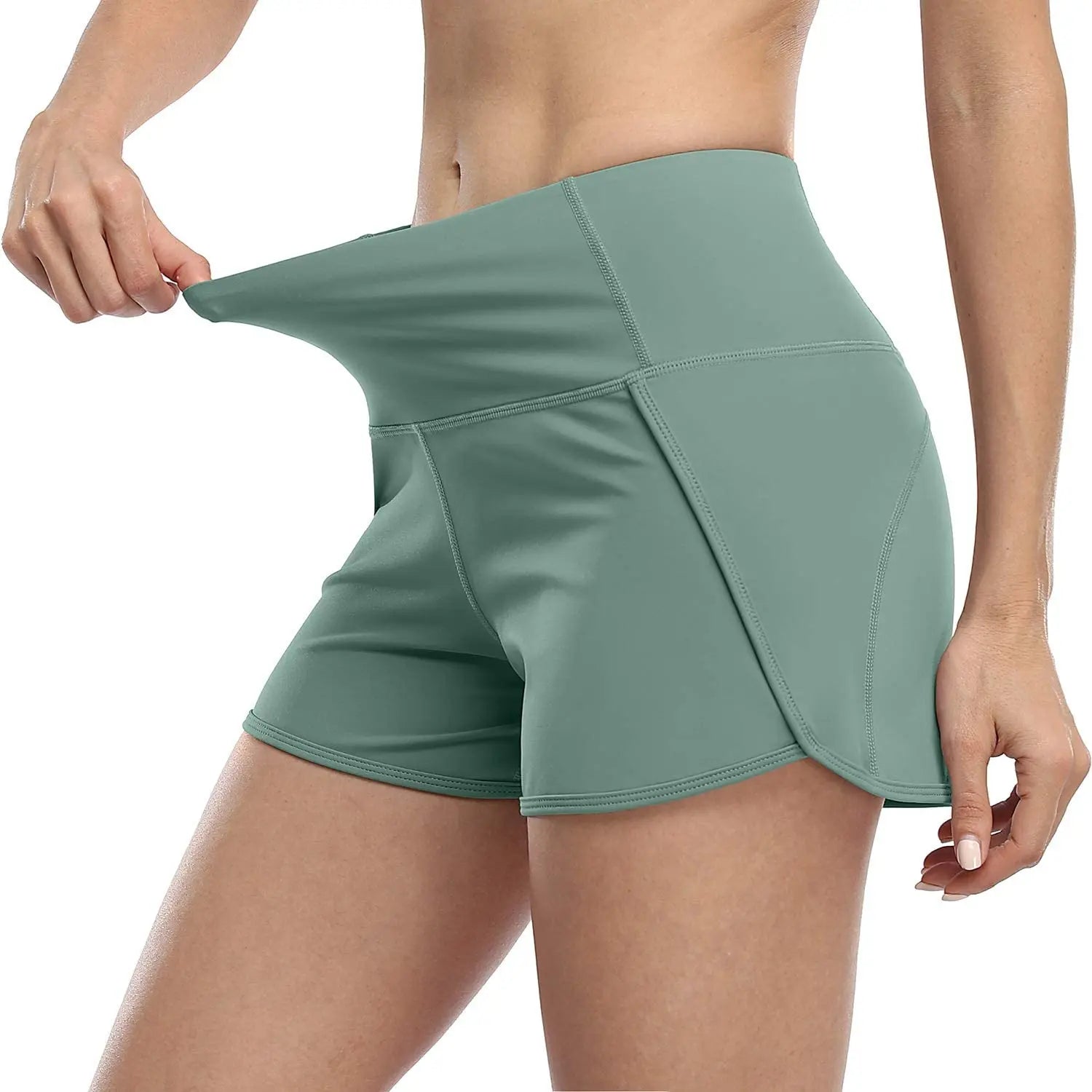 Women's Athletic Shorts for Yoga - Running - Jogging - Gym - Fitness - Mid-Waist - Soft - Breathable - Back Pockets - Sports Shorts