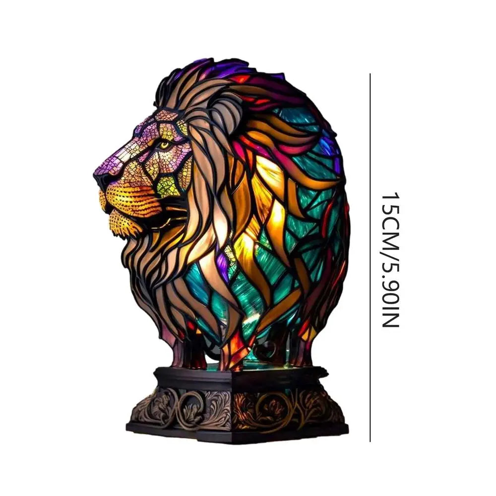 Stained Glass Animal Table Lamps - Unique Decorative Lighting featuring Dragon, Lion, Dolphin, Wolf, Turtle  & Elephant