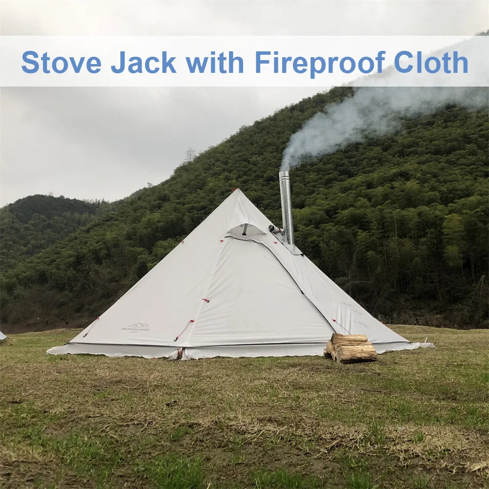 Lightweight 3-4 Person Hot Tipi Tent with Fire Retardant Stove Jack - Water-Resistant Rip-Resistant Outdoor Camping Tent with Large Space