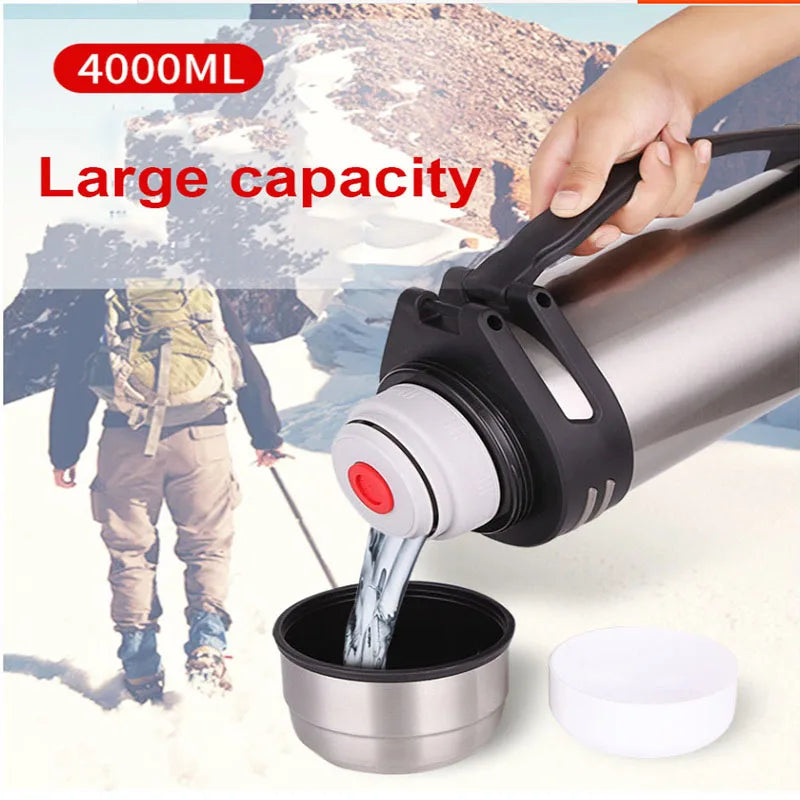 Premium Stainless Steel Water Thermos - 32oz Large Capacity - Double-Wall Vacuum Insulated for Temperature Retention - 1200ML - 2500ML - 4000ML Available