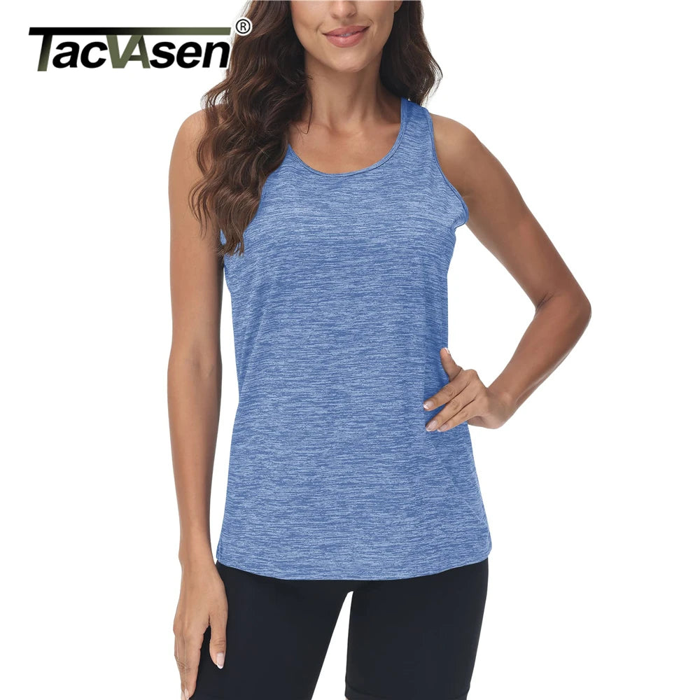 TACVASEN Women's Quick Dry Tank Tops for Outdoor Activities - Breathable Polyester Sportswear with Crew Neck and Regular Fit