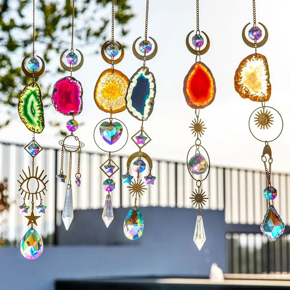 Natural Colorful Crystal Agate Suncatcher - Unique Rainbow Prism Ball Window Pendant and Hanging Decoration - Ideal for Home, Weddings, and Wind Chimes