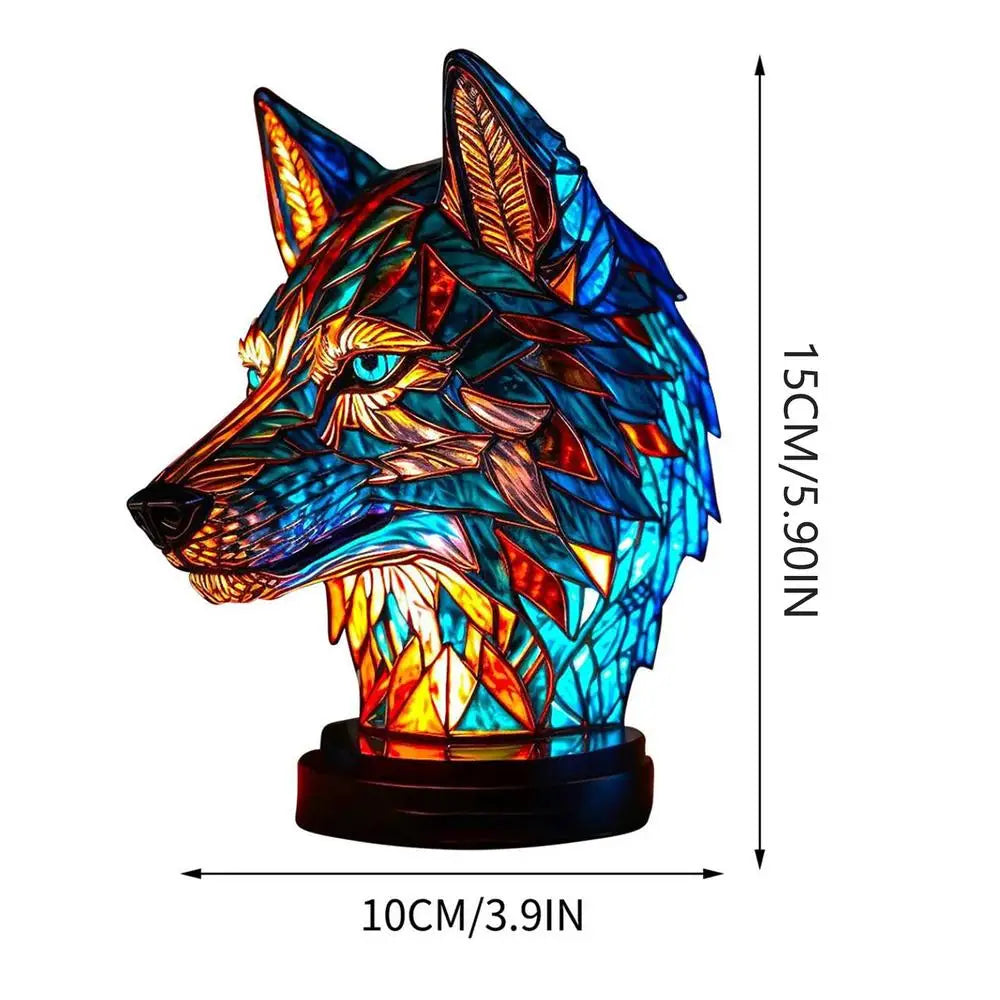 Stained Glass Animal Table Lamps - Unique Decorative Lighting featuring Dragon, Lion, Dolphin, Wolf, Turtle  & Elephant