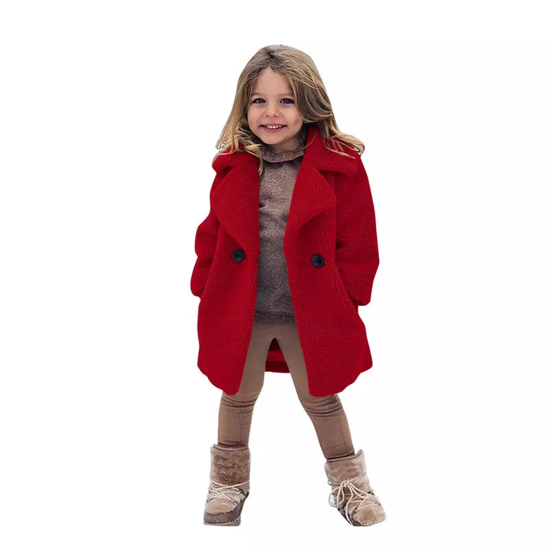 Cozy Lamb's Wool Winter Jacket for Boys and Girls | Fleece Single-Breasted Coats for Kids | Stylish Outerwear for Ages 2-8