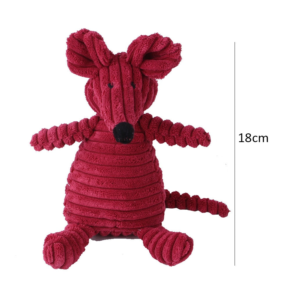 Bite-resistant Corduroy Plush Animal Dog Toy with Squeaker