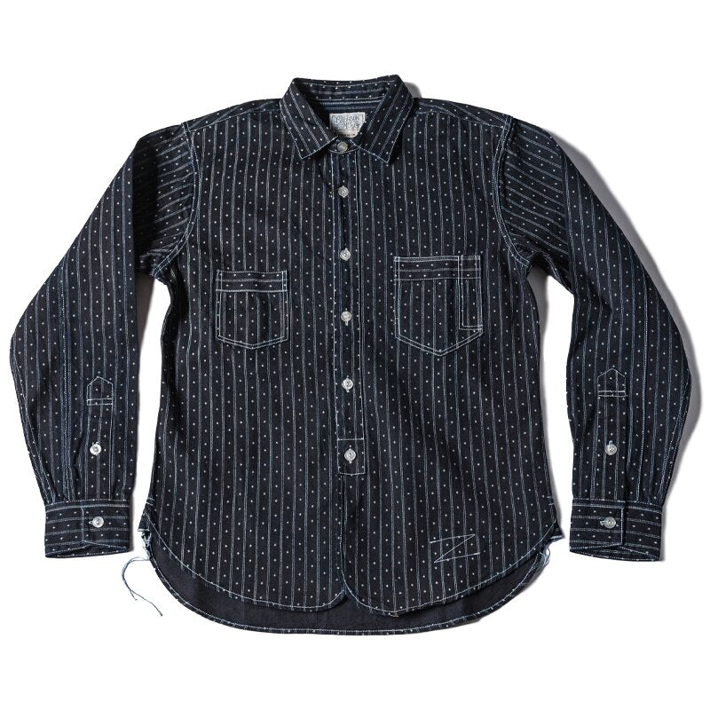 Men's Bronson Wabash Stripe Selvedge Denim Work Shirt - Button-up Style - 100% Cotton - Heritage Design