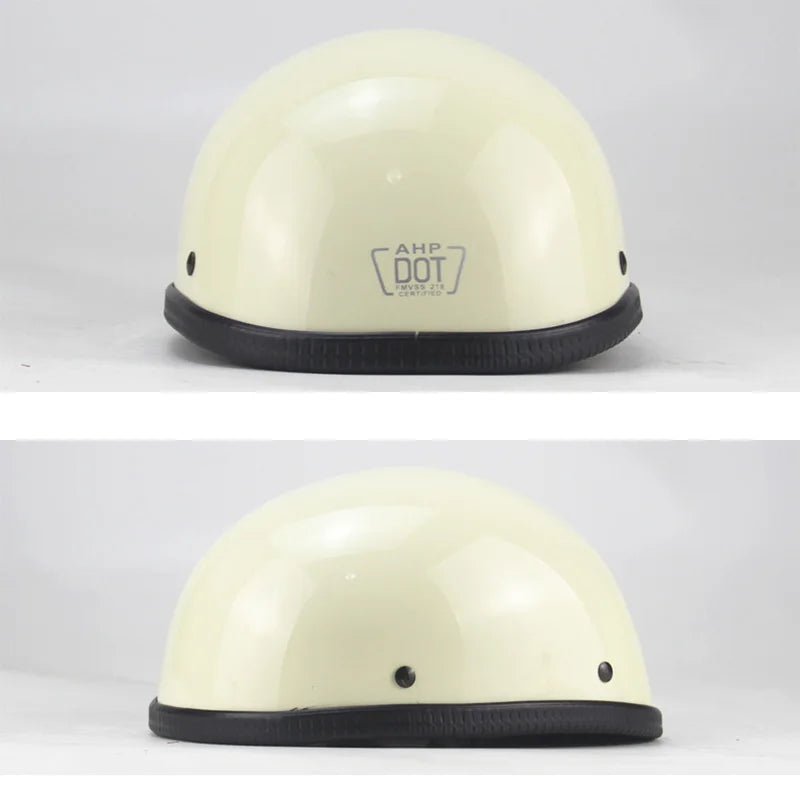 Classic Open Face Motorcycle Helmet - Soft Liner - Quick Release Buckle - DOT Approved - Half Face Safety Helmet