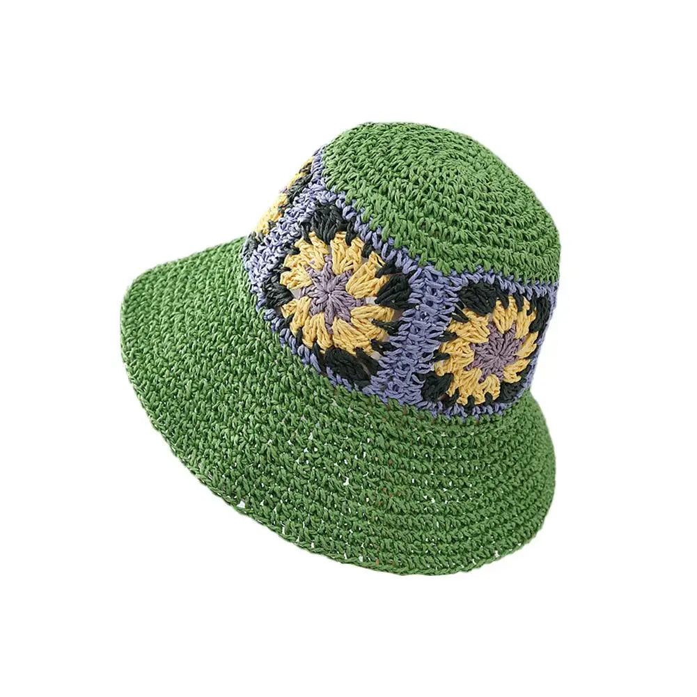 Women's Braided Flower Sun Hat - Stylish Sun Protection Fisherman Bucket Hat