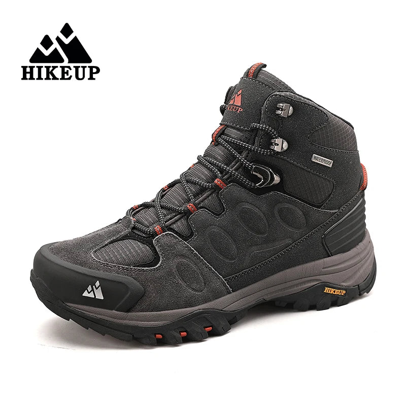 HIKEUP High-Top Men's Hiking Boots - Waterproof Suede Trekking Boots with Non-Slip Outsole - Breathable Lining and Supportive Fit for Outdoor Adventures - Perfect for Men's Casual and Sports Wear