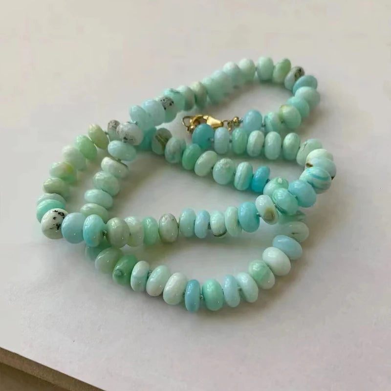 Hand Braided Rope Knots Chalcedony Lapis Lazuli Amazonite Mix & Match Unisex Necklace - Natural Semi-Precious Stones with 18K Real Gold Plating