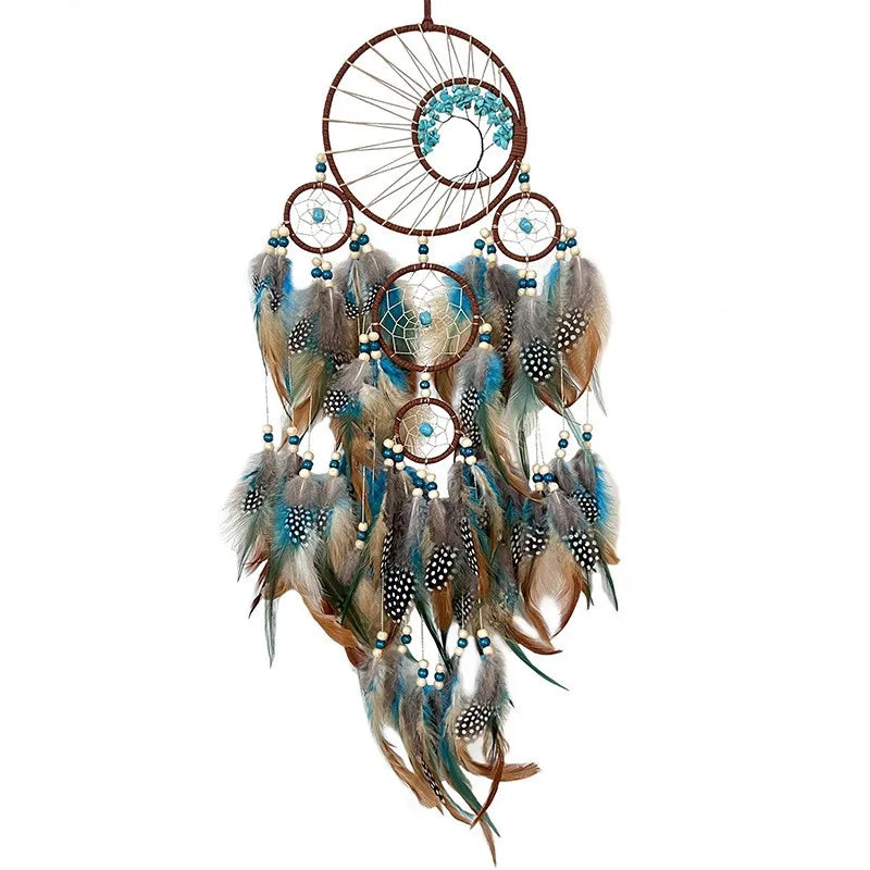 Turquoise Retro Dreamcatcher - Handcrafted Indian Natural Stone Wall Ornament for Peaceful Sleep and Positive Energy – Promotes Calmness Creativity and Communication