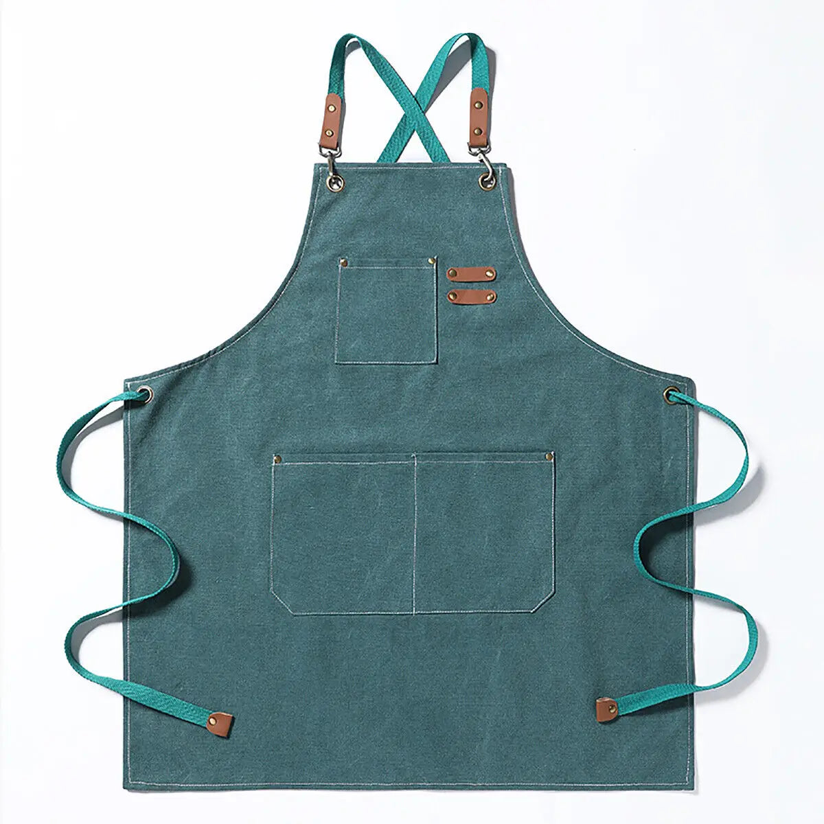 Premium Canvas Denim Bib Apron for Men and Women - Heavy Duty Kitchen and Workshop Apron with Waterproof Protection