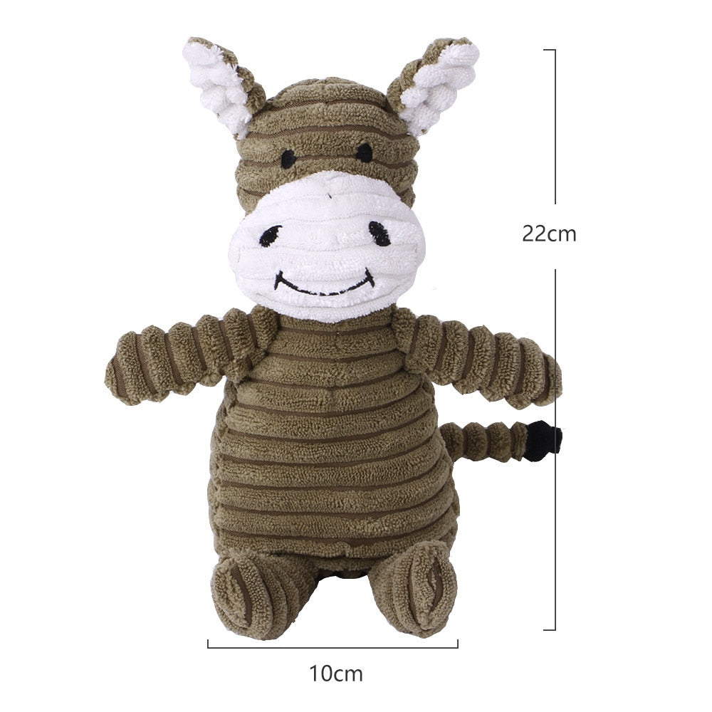 Bite-resistant Corduroy Plush Animal Dog Toy with Squeaker