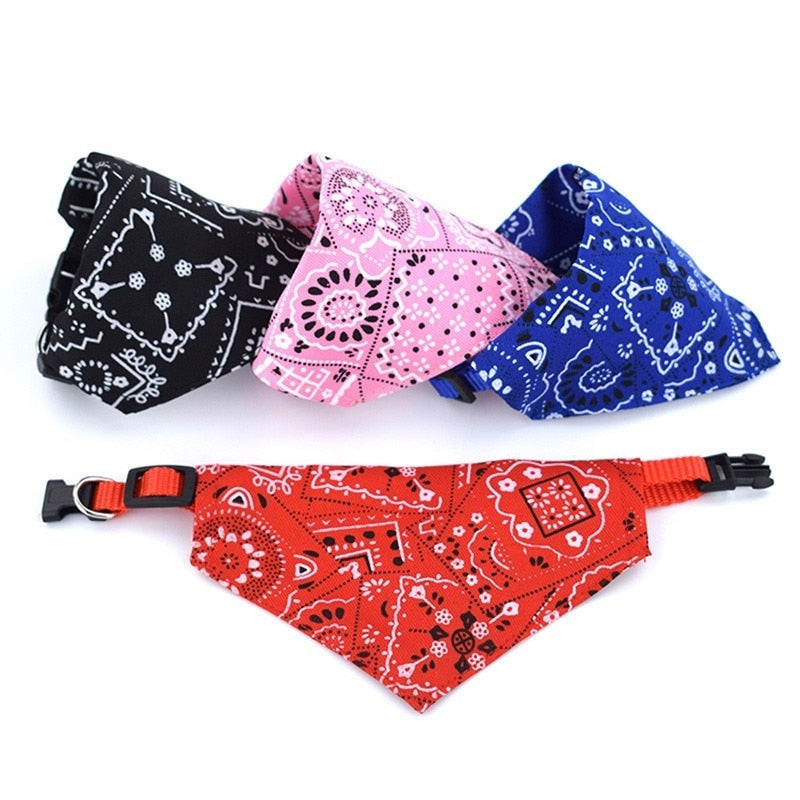 Floral Print Adjustable Pet Collar Bandana Scarf - Stylish and Durable Accessory for Pets