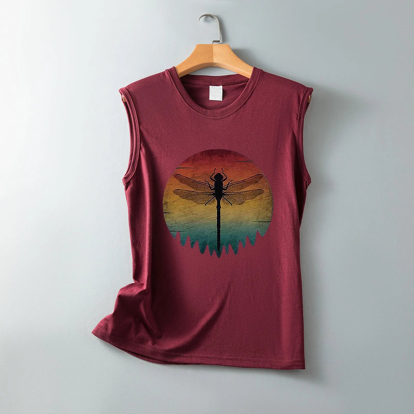 Women's Dragonfly Graphic Print Tank Top - Loose Fit - Sleeveless - Comfortable - Basic Vacation Shirt