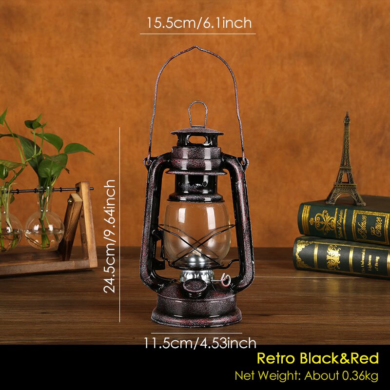 Vintage Iron Kerosene Camping Lamp with Wick - Durable and Nostalgic Outdoor Lighting