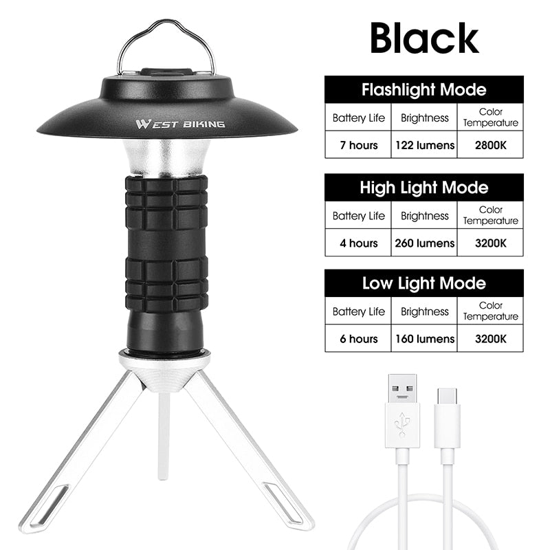 WEST BIKING Portable Camping Light with Magnetic USB Rechargeable - 3 Lighting Modes