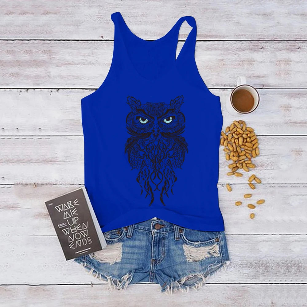 Stylish Owl Printed Tank Top for Women - Available Sizes S-3XL