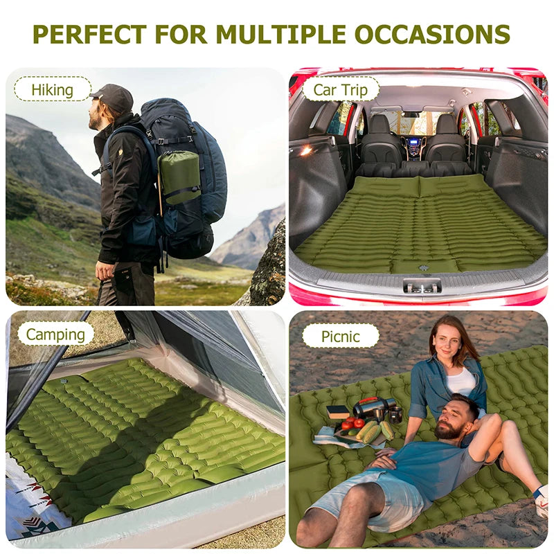 WESTTUNE Portable Double Sleeping Pad for Camping - 2 People Inflatable Mattress with Pillow and TPU Coating - 190x130cm