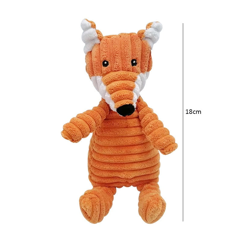 Bite-resistant Corduroy Plush Animal Dog Toy with Squeaker