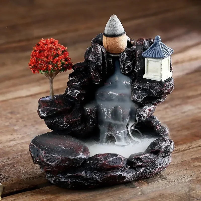 Backflow Incense Burner with Waterfall Design - Aromatherapy Home Decor & Incense Cones Set