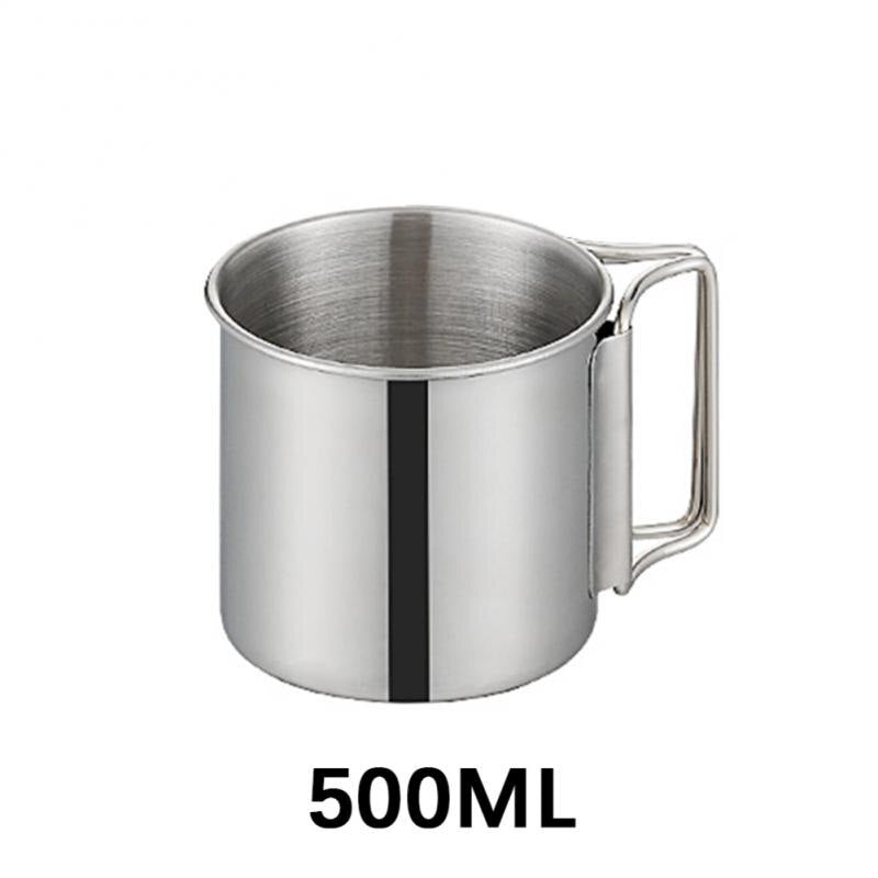 Stainless Steel Titanium Camping Mug - Durable and Portable - Hollow Bevel Handle for Safe and Comfortable Grip - 250ML 350ML or 500ML Sizes - Ideal for Camping Hiking and Picnicking