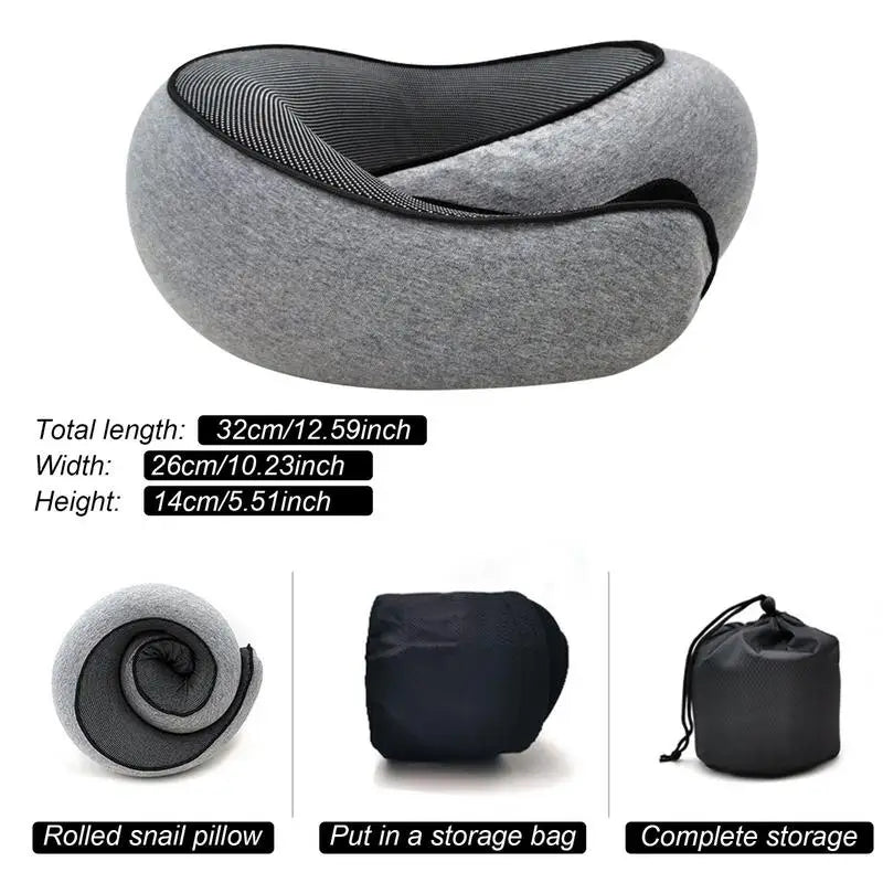 Memory Foam Travel Pillow for Neck Support and Comfort - Ergonomic Design for Airplane Travel and Camping - Includes Carry Bag