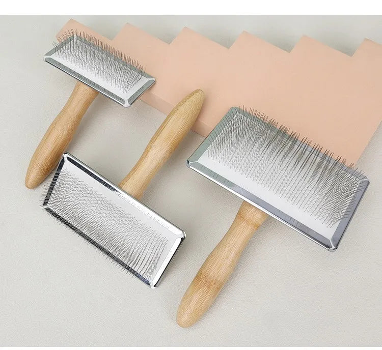 Eco-Friendly Bamboo Dog Comb and Cat Grooming Brush | Stainless Steel Knot Remover and Massage Tool for Dogs and Cats