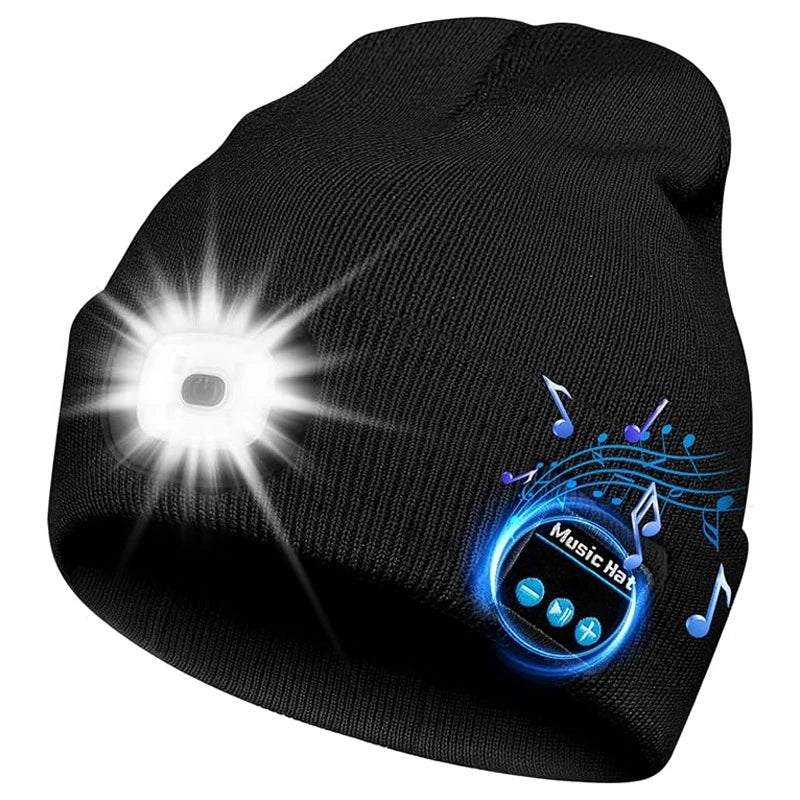 LED Bluetooth Beanie Hat with Wireless Stereo Speakers, Built-in Microphone, Rechargeable Battery | Warm & Hands-Free Music Player for Outdoor Adventures