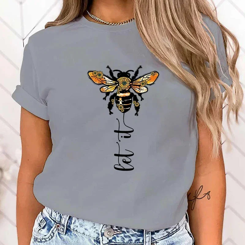 Stylish Let It Bee Print T-Shirt for Women - High Quality Casual Tee - Available in Multiple Colors