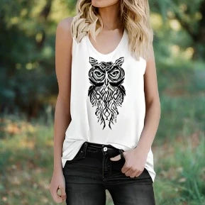 Stylish Owl Printed Tank Top for Women - Available Sizes S-3XL