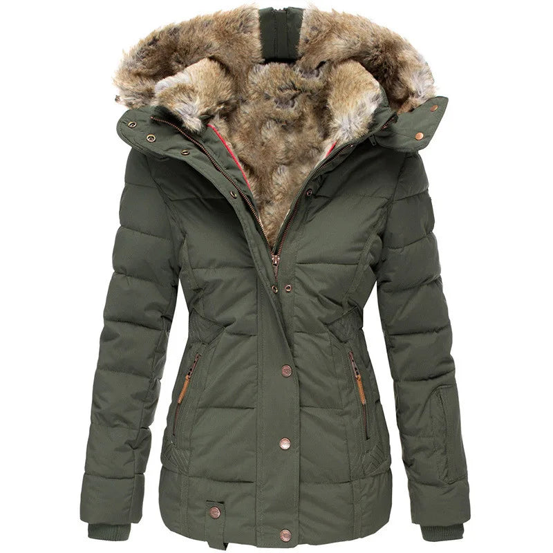 Women’s Slim Fit Fleece Lined Parka Jacket | Warm Winter Coat with Generous Hood and Functional Pockets