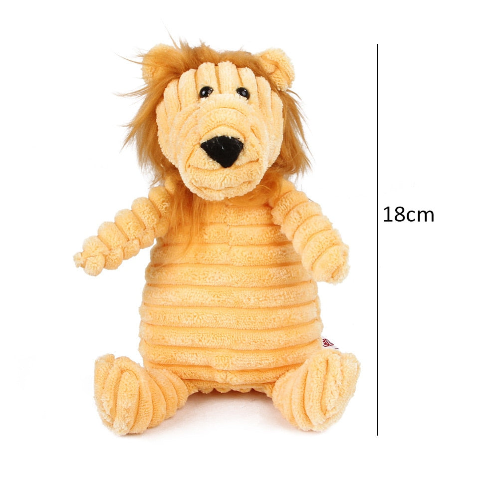 Bite-resistant Corduroy Plush Animal Dog Toy with Squeaker