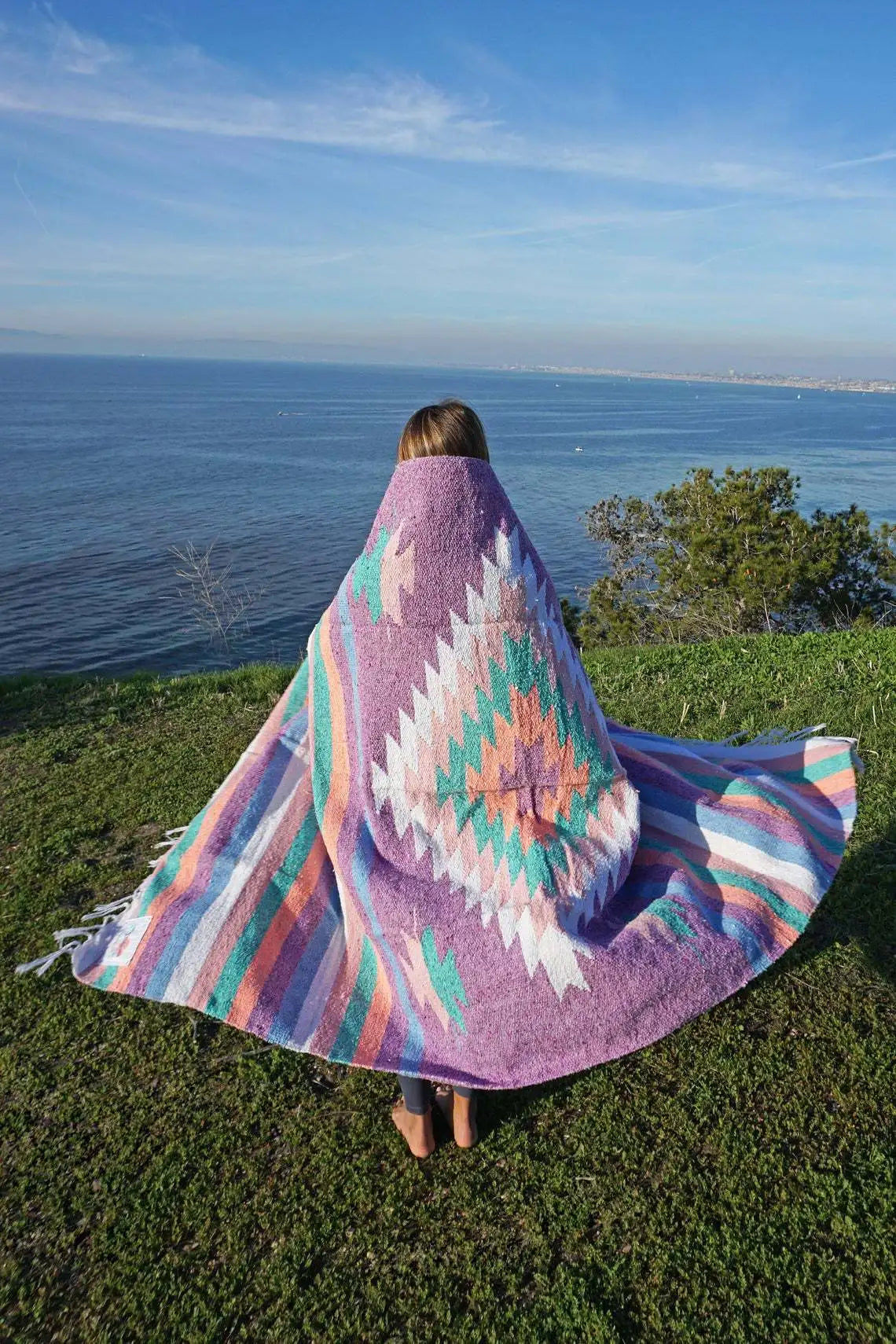 Mexican Serape Inspired Blanket - Vibrant Striped Pattern - Great for Outdoor Adventures - Picnics or Home Use