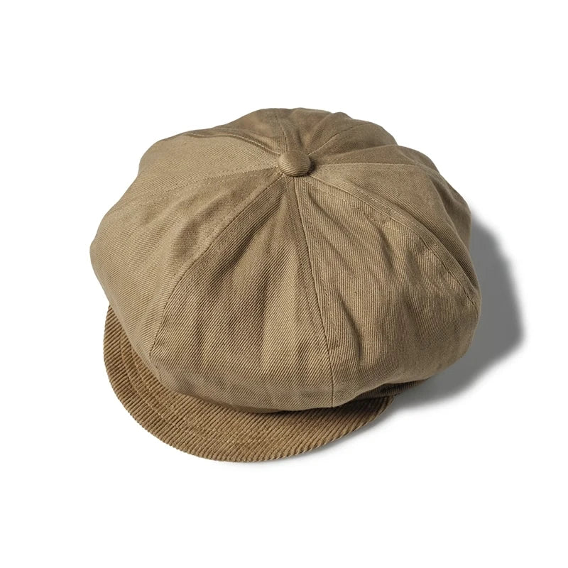 Vintage Inspired Bronson Motorcycle Biker Cap - Khaki 100% Cotton Newsboy Hat - With or Without Patch