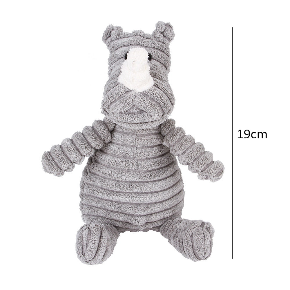 Bite-resistant Corduroy Plush Animal Dog Toy with Squeaker