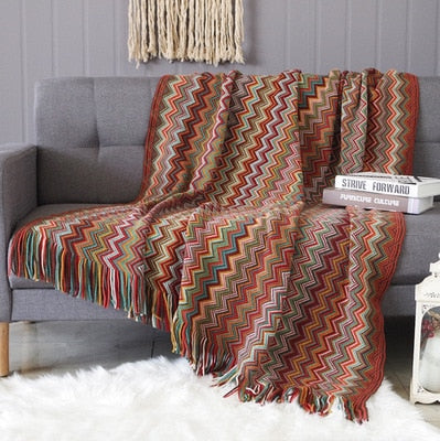 Retro Aztec Lightweight Blanket - Colorfast Polyester and Cotton Blend for Durability