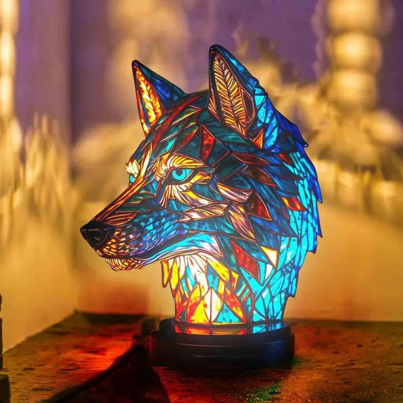 Stained Glass Animal Table Lamps - Unique Decorative Lighting featuring Dragon, Lion, Dolphin, Wolf, Turtle  & Elephant